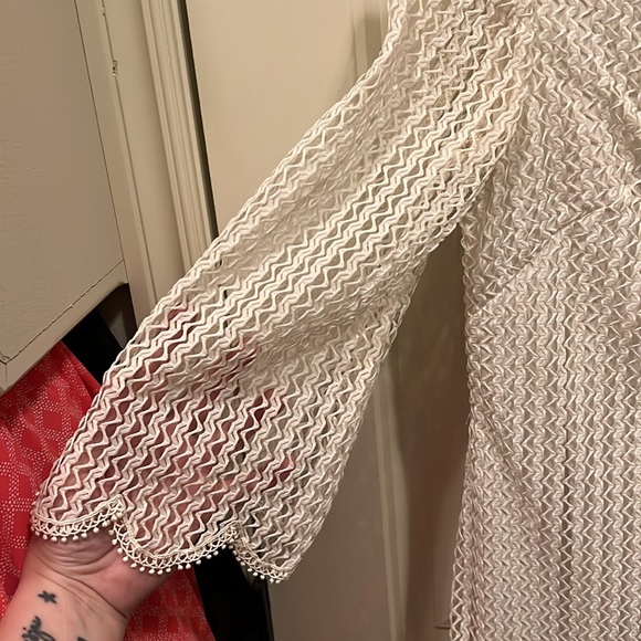 Vintage 1960’s 60s White Lace Beaded Go Go Dress Size XS/S Scalloped Hem Lined - Picture 6 of 11